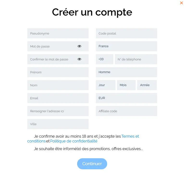Processo di registrazione ALLREELS CASINO